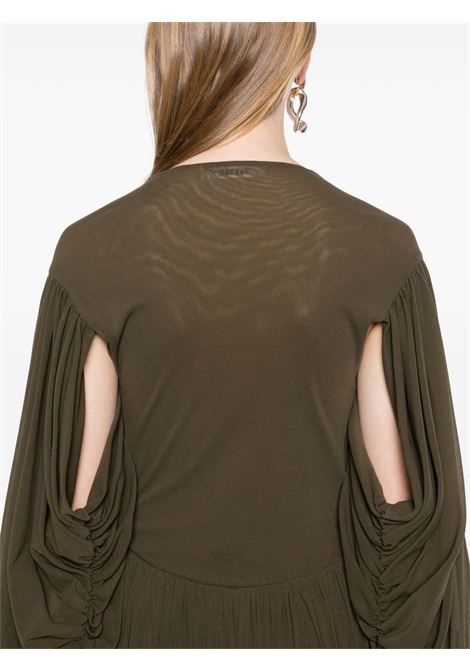 Abito lungo con scollo a V in verde oliva Philosophy Di Lorenzo Serafini - donna PHILOSOPHY DI LORENZO SERAFINI | 043321180092